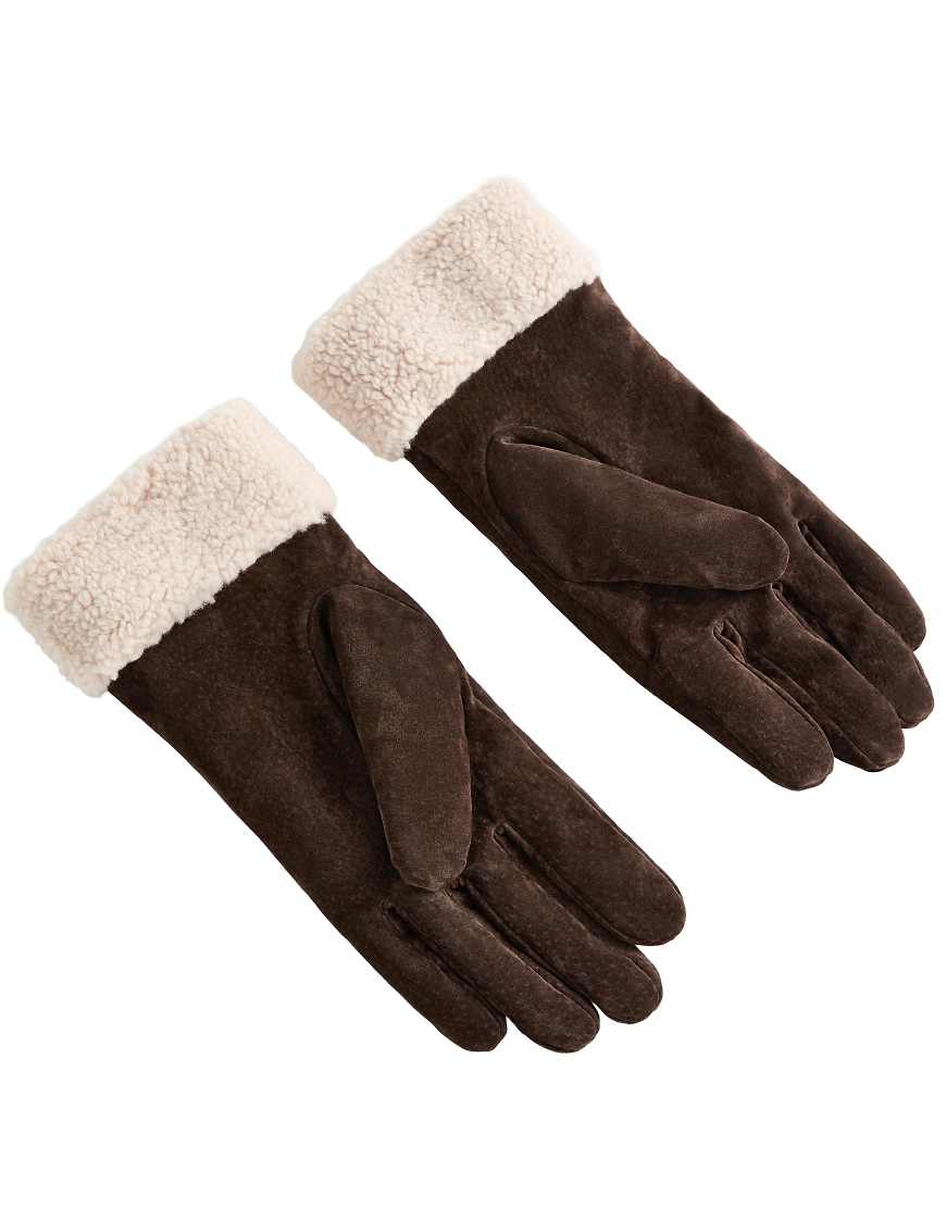 OYSHO - Handschuhe aus doppelseitigem Leder in Braun-Brown von Oysho