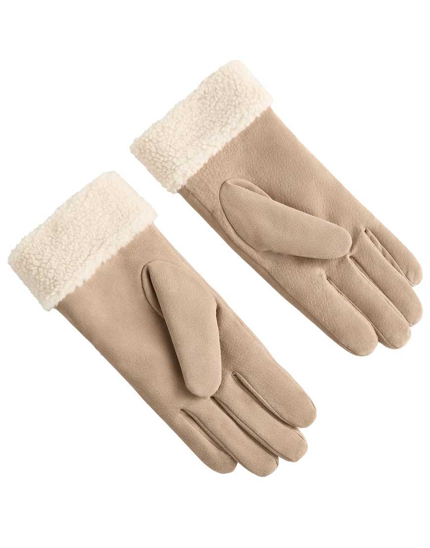 OYSHO - Handschuhe aus doppelseitigem Leder in Kamelbraun-Brown von Oysho