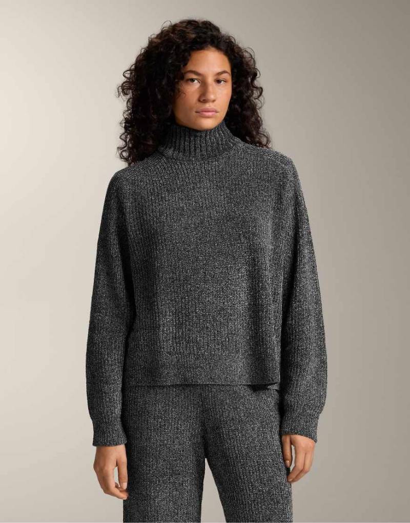 OYSHO - Hochgeschlossener Strickpullover in Schwarz mit Zopfmuster von Oysho