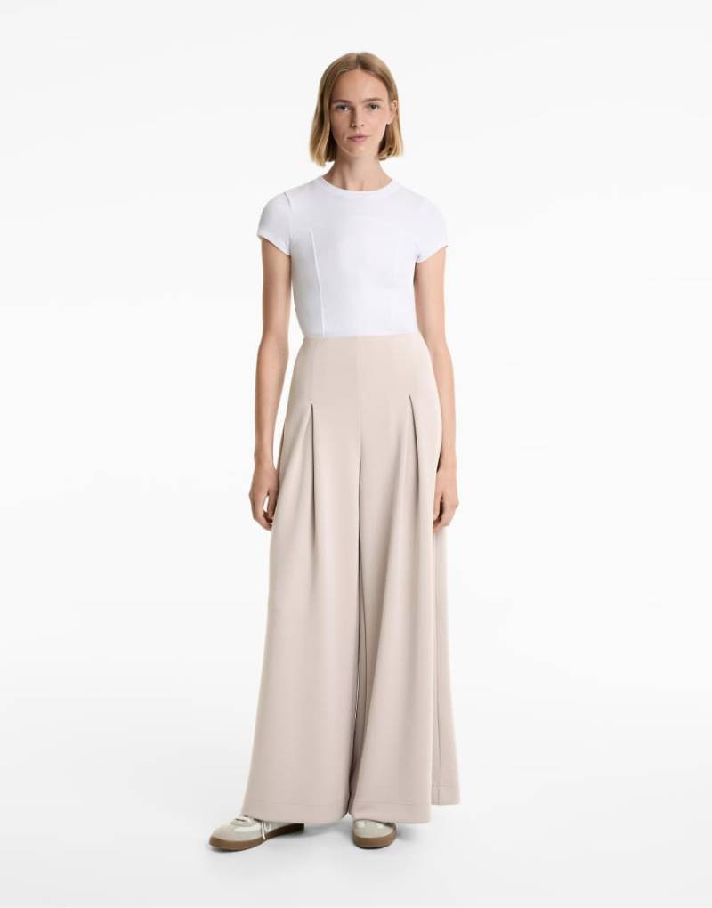 OYSHO - Hose in Taupe mit Faltendetails, weichem Modal und weitem Bein-Grau von Oysho