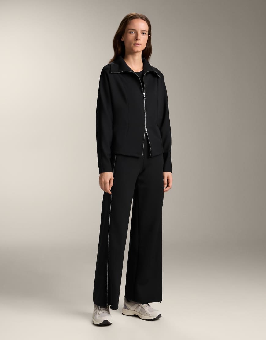 OYSHO - Hose in Schwarz mit hohem Bund, Reißverschluss und kontrastierendem Neopren-Effekt über die gesamte Länge von Oysho