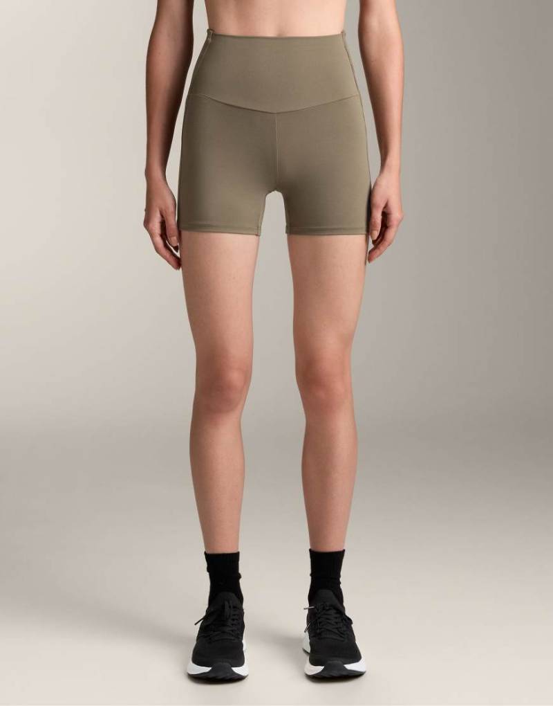 OYSHO - Hotpants mit hohem Bund aus geripptem Comfortlux in Grau, 10 cm Bundhöhe von Oysho