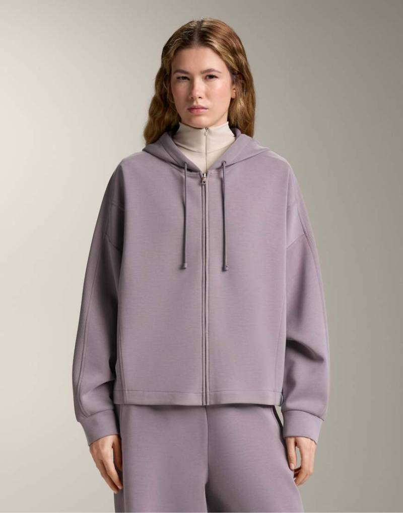 OYSHO - Jacke aus angerautem Modal in Lila mit gerippten Details und Kapuze von Oysho