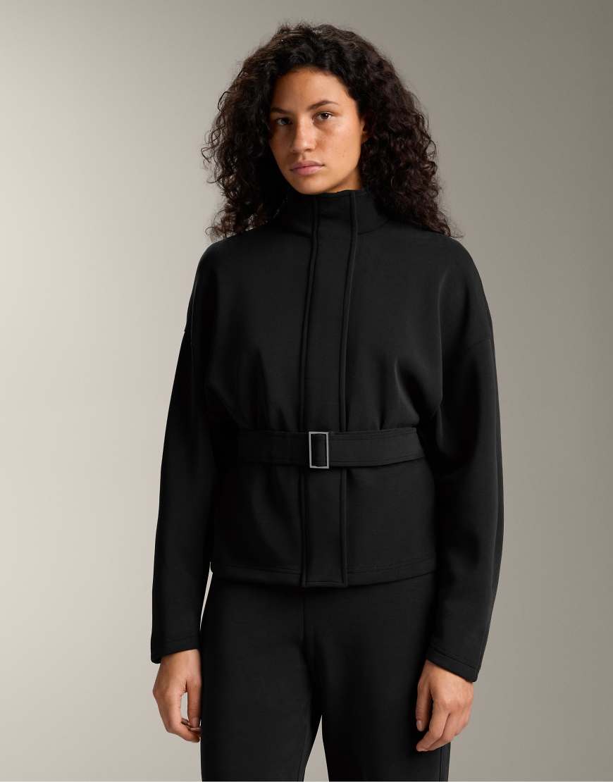 OYSHO - Jacke aus gebürstetem Modal in Schwarz mit Gürtel von Oysho
