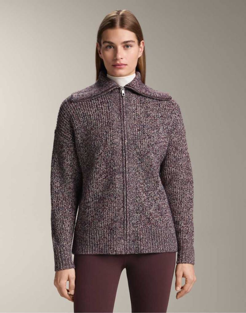 OYSHO - Jacke aus verdrehtem Strick in Burgunderrot mit hohem Kragen von Oysho