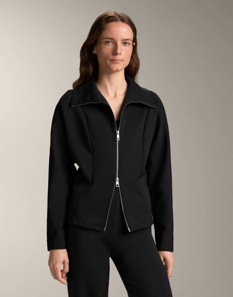 OYSHO - Jacke in Schwarz mit Neoprenoptik und Doppelreißverschluss von Oysho