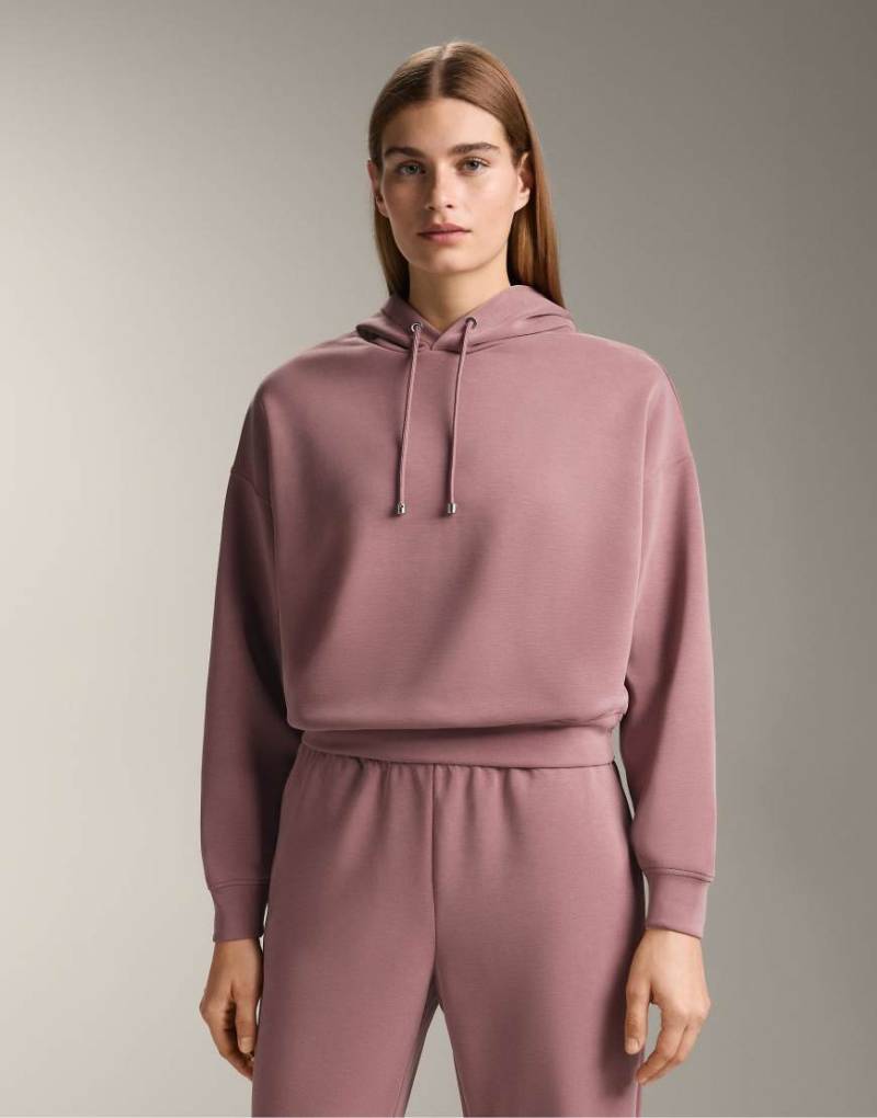 OYSHO - Kastiges Sweatshirt in Rosa-Mauve mit Kapuze und angerautem Modal-Grün von OYSHO