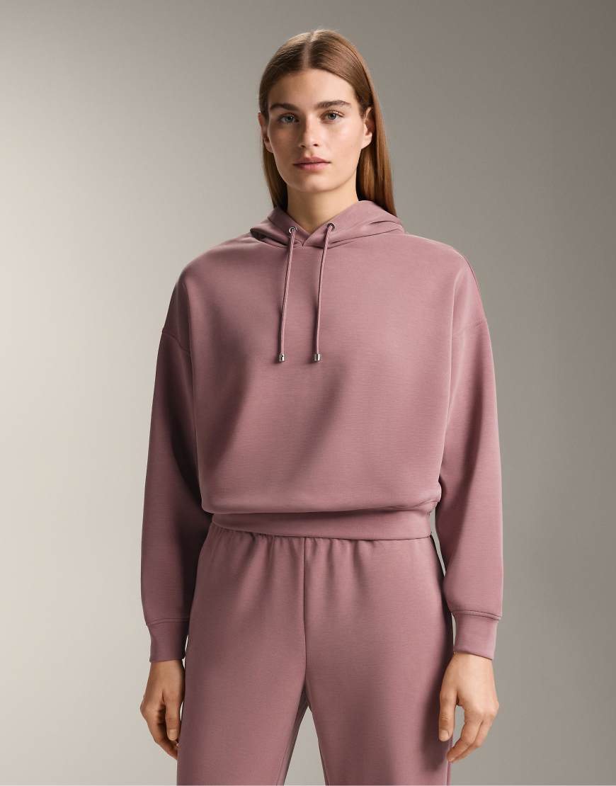 OYSHO - Kastiges Sweatshirt in Rosa-Mauve mit Kapuze und angerautem Modal-Grün von OYSHO