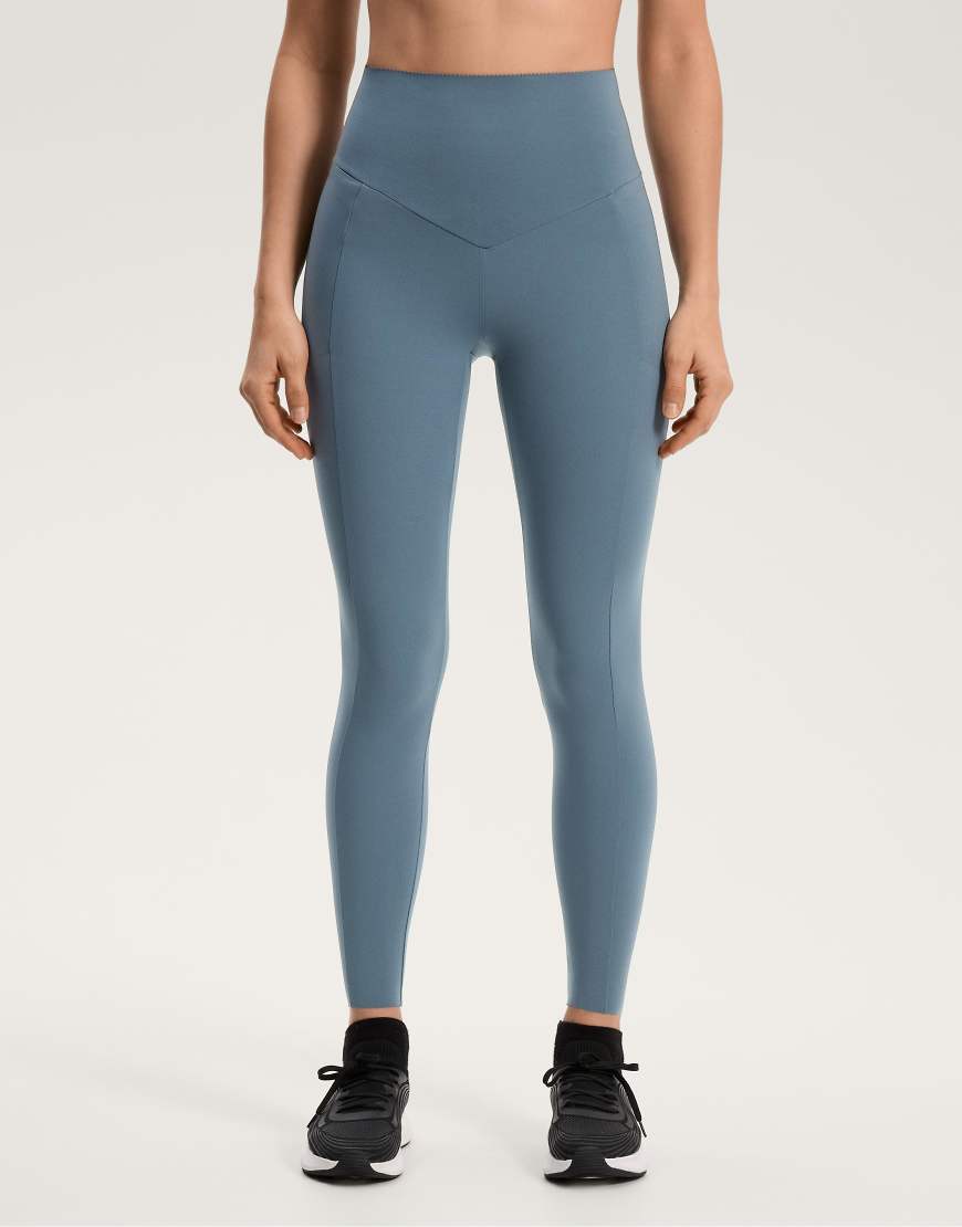 OYSHO - Knöchellange Kompressions-Leggings in Petrol mit Tasche und hohem Bund, 65 cm Schrittlänge-Blau von OYSHO
