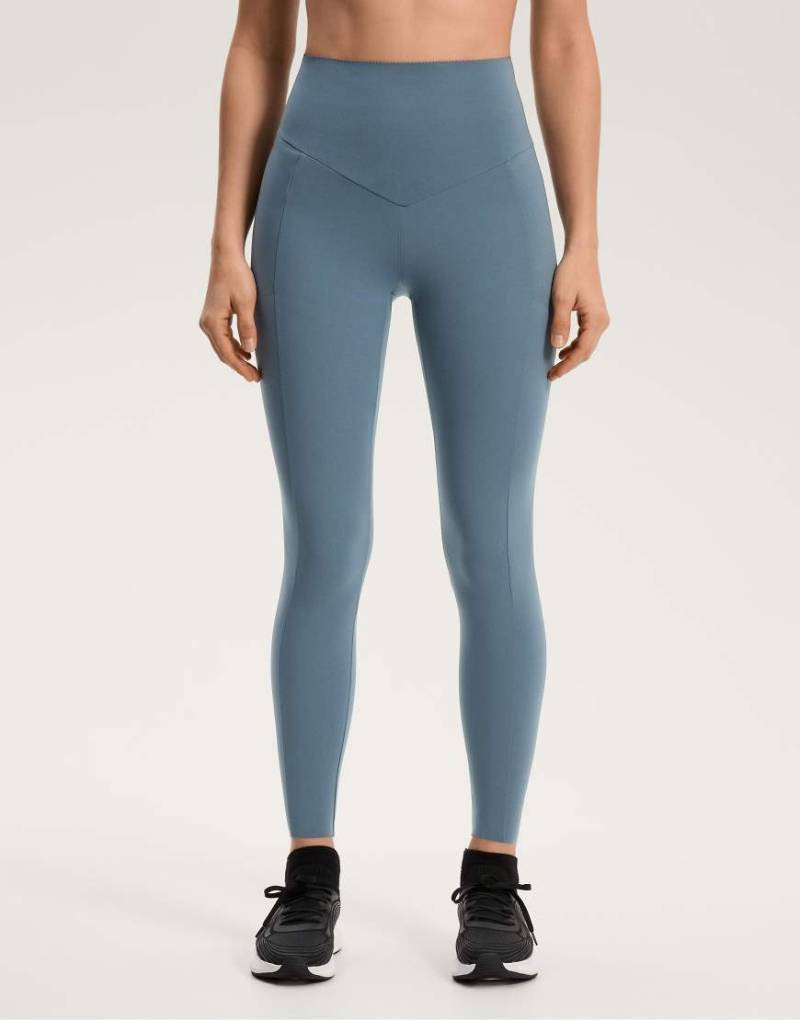 OYSHO - Knöchellange Kompressions-Leggings in Petrol mit Tasche und hohem Bund, 65 cm Schrittlänge-Blau von OYSHO