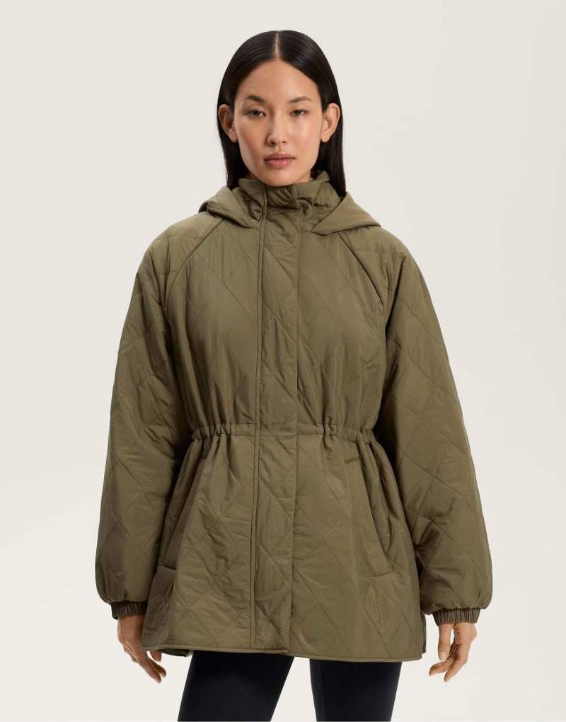 OYSHO - Lange, wattierte Fellex Aerogel-Jacke in Military-Khaki-Grün von Oysho