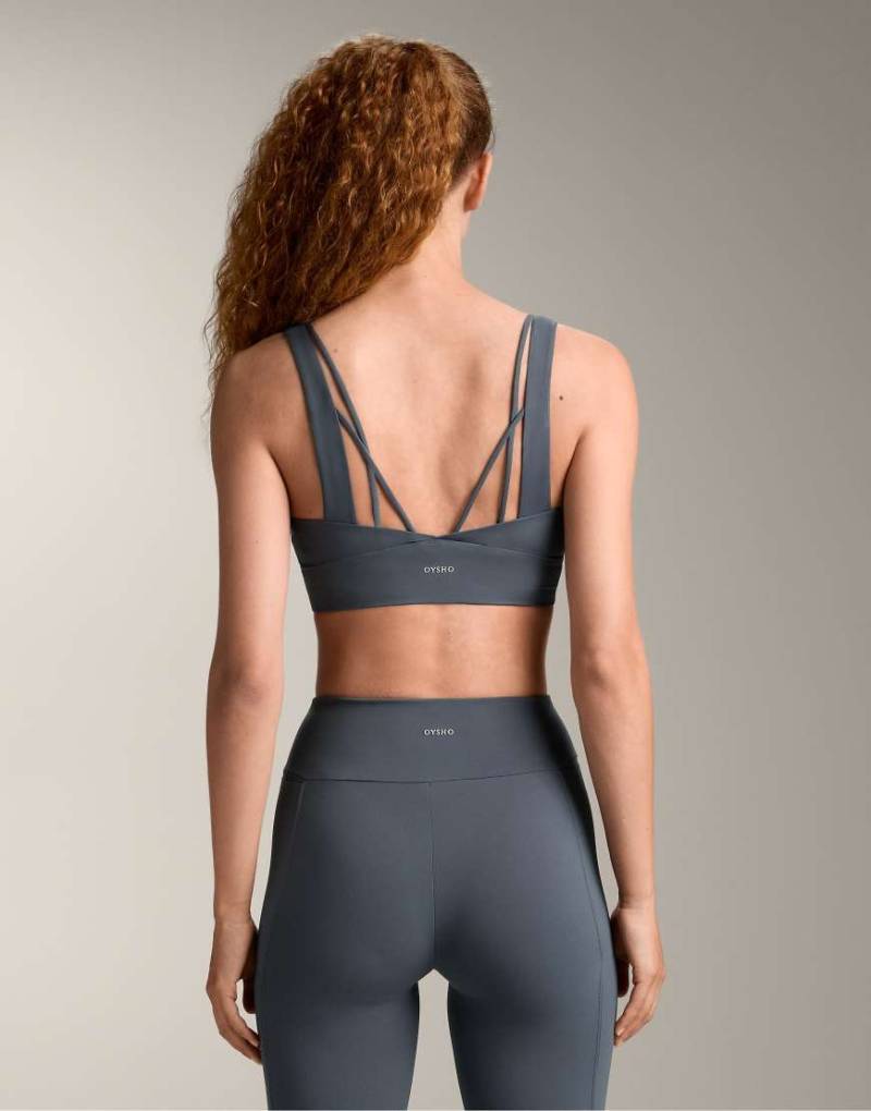 OYSHO - Light Touch - Sport-BH in Anthrazit-Blau mit mittlerer Stützfunktion-Grau von Oysho