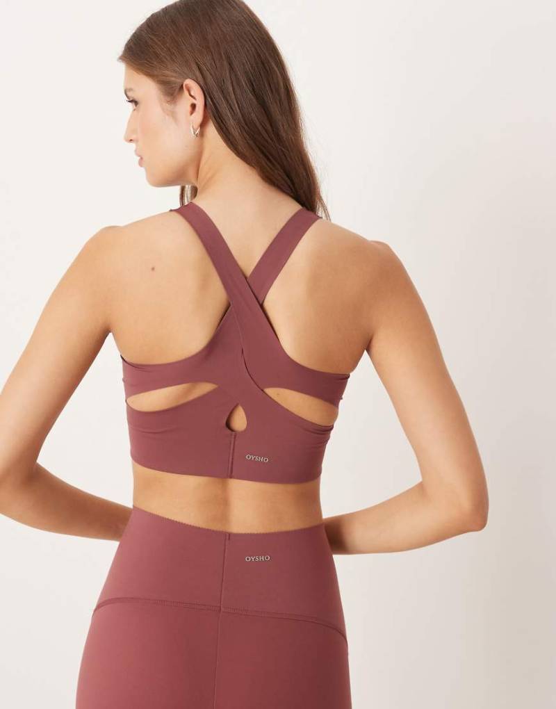 OYSHO - Light Touch - Sport-BH in Dark Rosette mit mittlerer Stützfunktion-Lila von Oysho