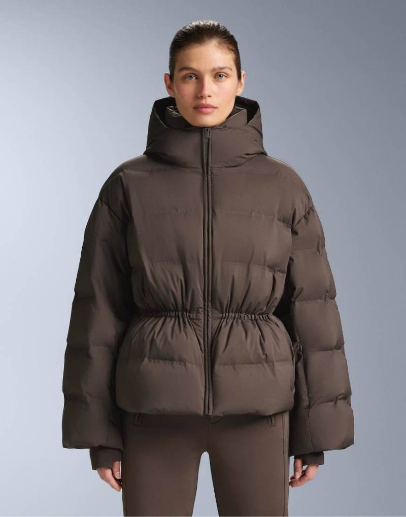 OYSHO - Minardi Piume - Leichte, wattierte, wasserdichte Ski-Daunenjacke in Hellbraun-Brown von Oysho