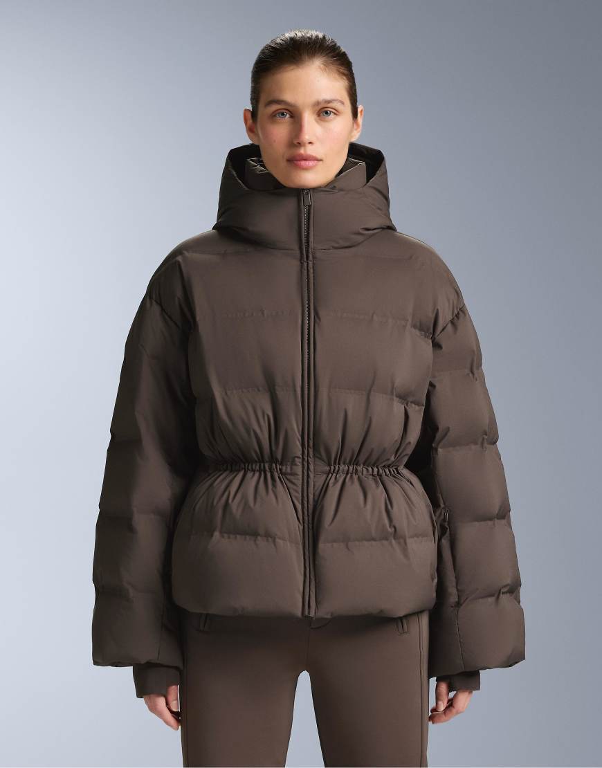 OYSHO - Minardi Piume - Leichte, wattierte, wasserdichte Ski-Daunenjacke in Hellbraun-Brown von Oysho