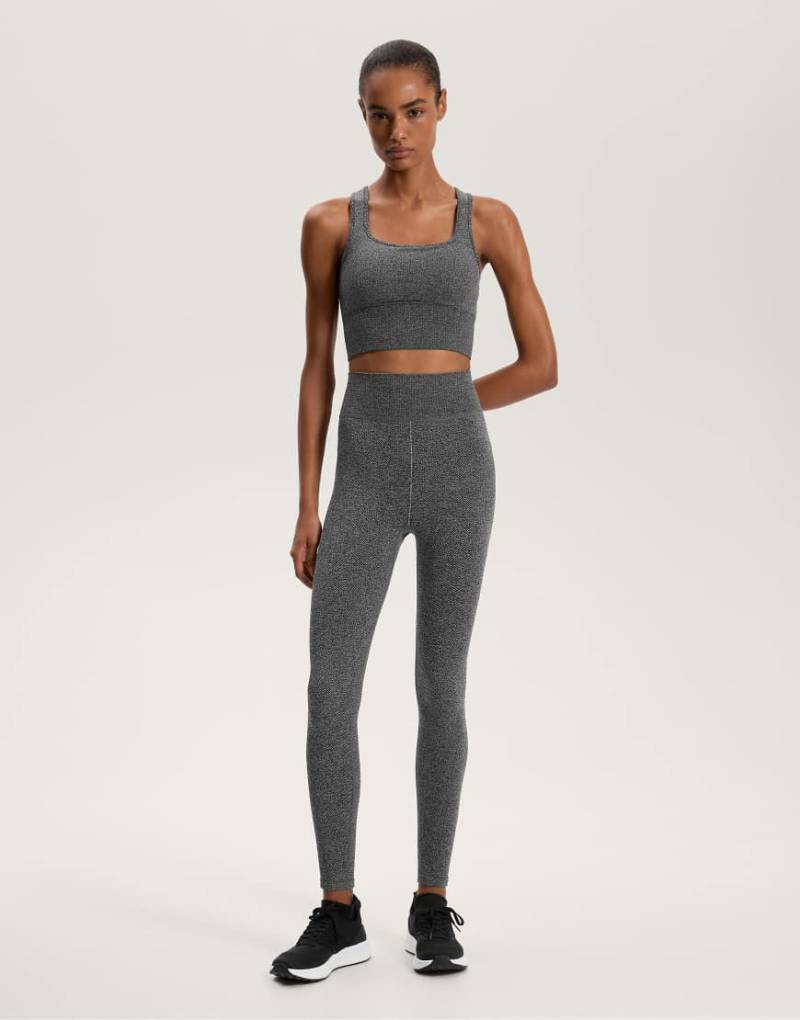 OYSHO - Nahtlose, knöchellange Leggings in meliertem Dunkelgrau, 65 cm von Oysho