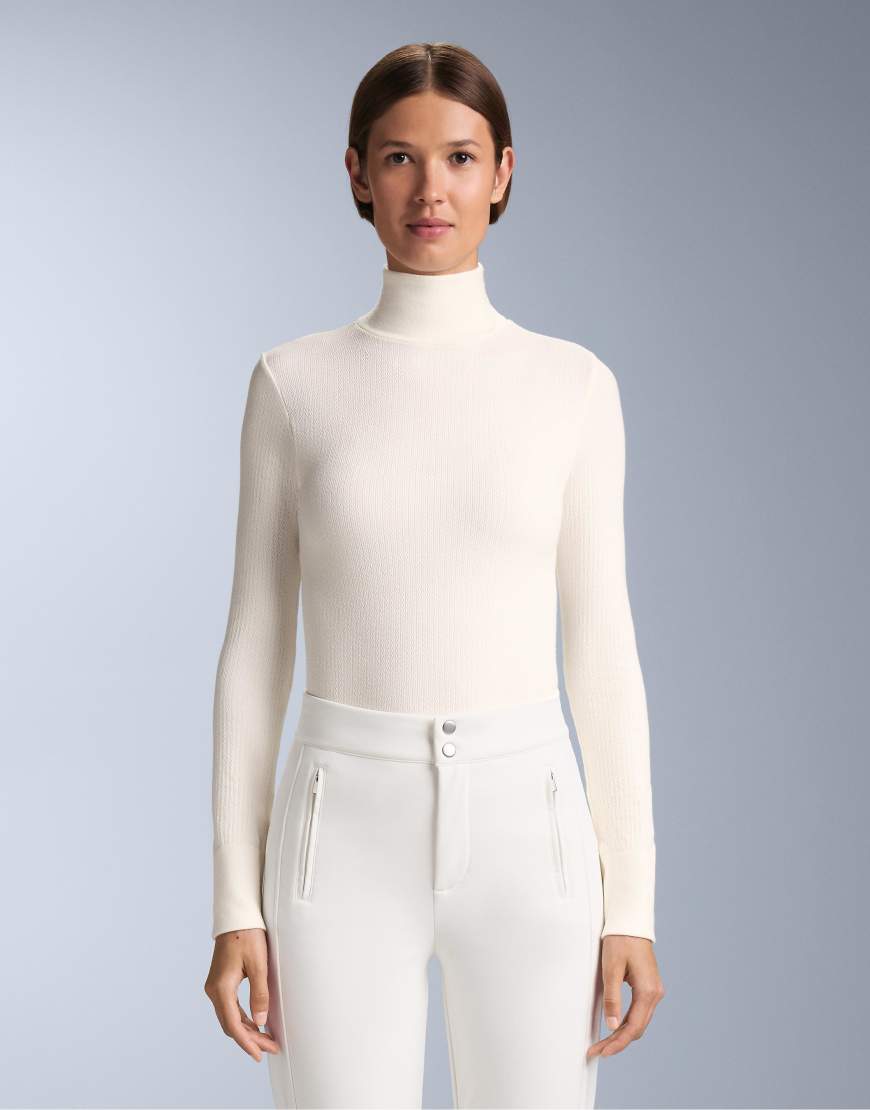 OYSHO - Nahtloses Baselayer-T-Shirt aus Merinowolle in blassem Ecru-Neutral von Oysho