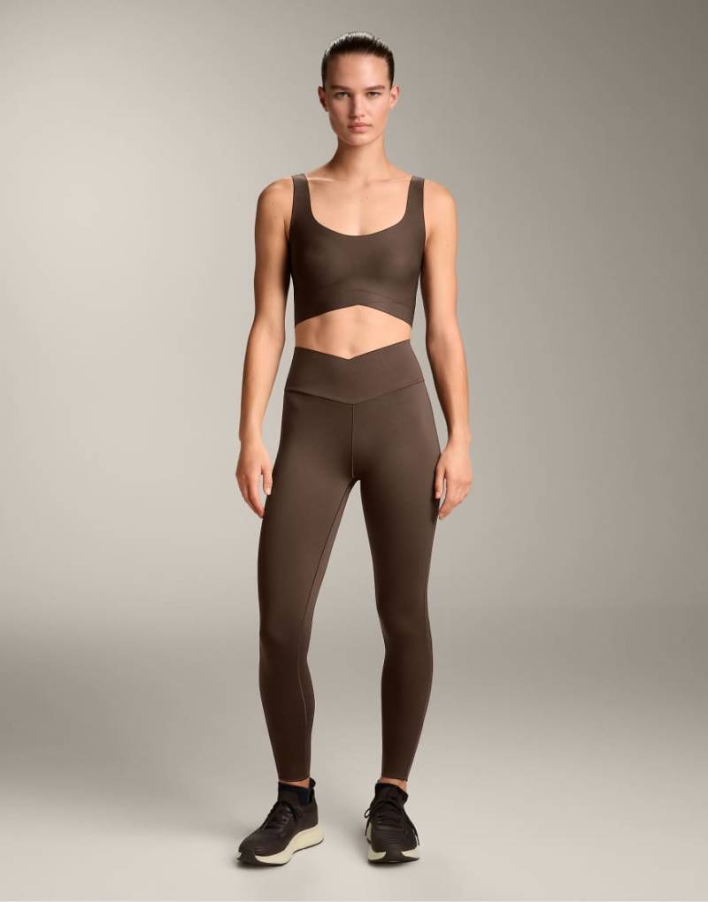 OYSHO - Perfect-Adapt - Knöchellange Leggings in Braun mit überkreuztem V-Bund, 65 cm-Brown von OYSHO