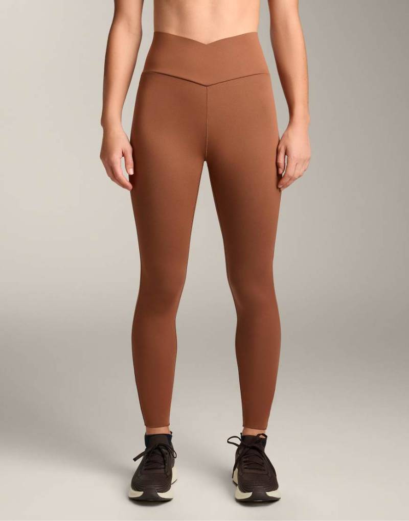 OYSHO - Perfect-Adapt - Knöchellange Leggings in Hellbraun mit überkreuztem V-Bund, 65 cm-Brown von Oysho