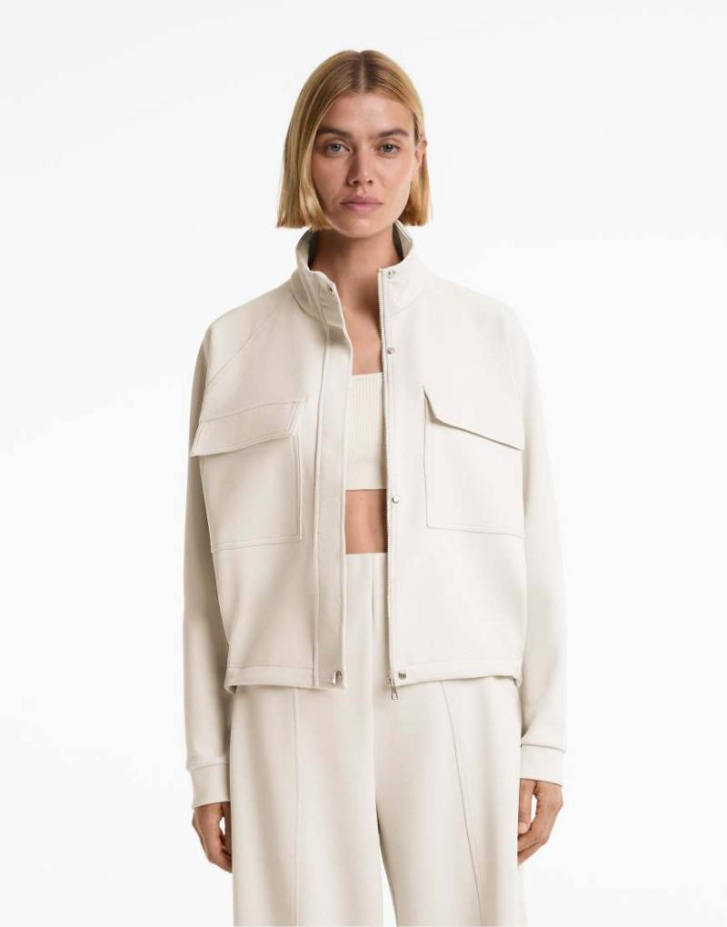 OYSHO - Pikee-Jacke in Hellrosa mit Baumwolle und Taschen von Oysho