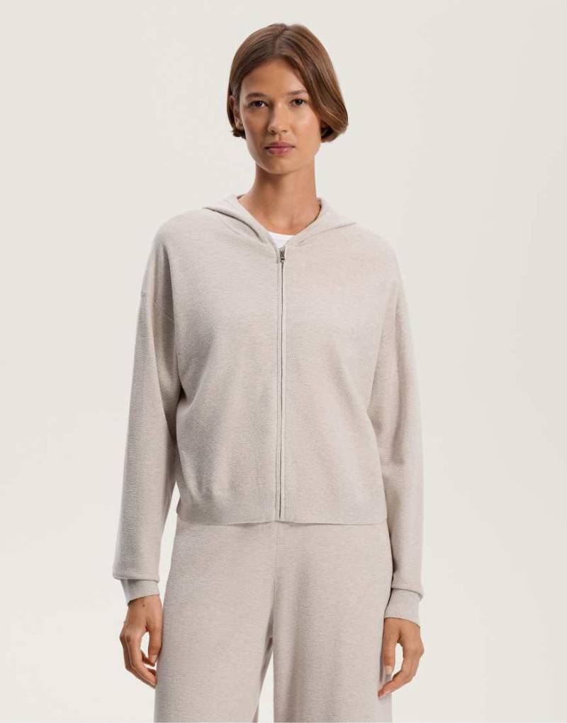 OYSHO - Pikee-Strickjacke in Hellrosa mit Kapuze von Oysho