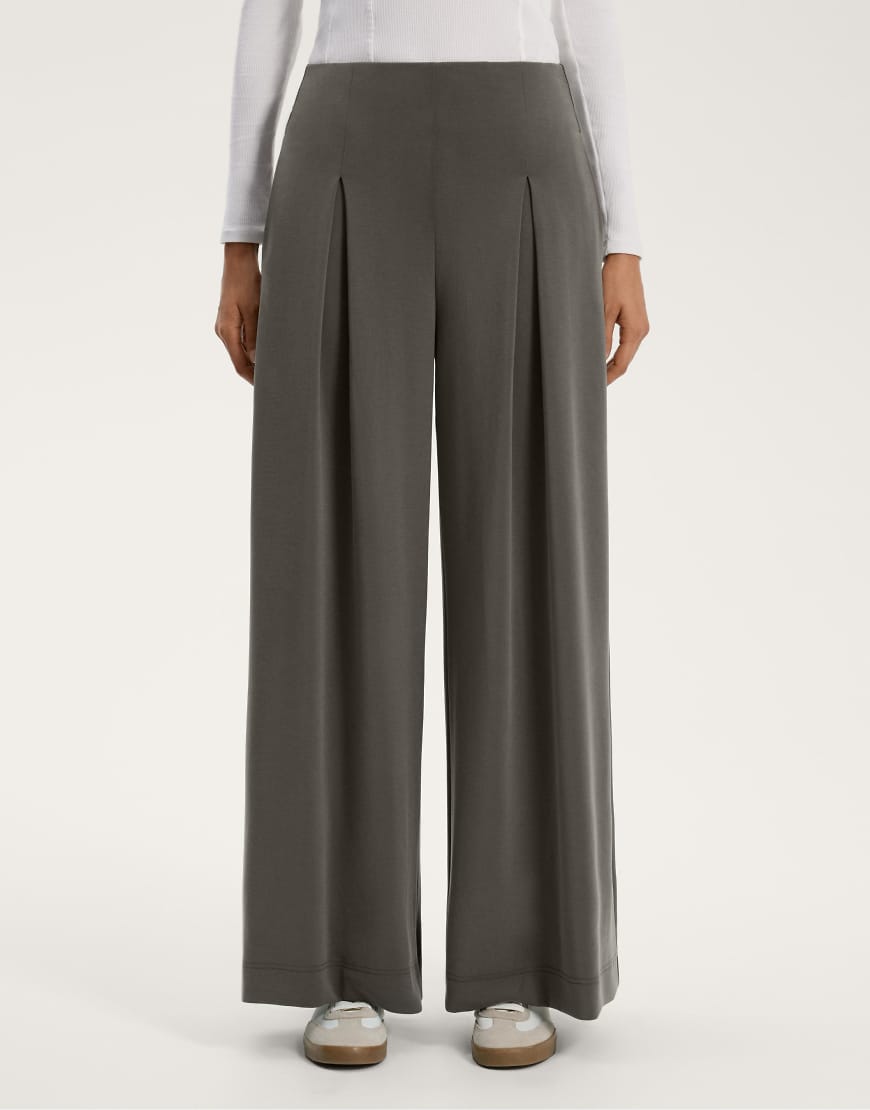 OYSHO - Plissierte Hose mit weichem Modal und weitem Bein-Schwarz von Oysho
