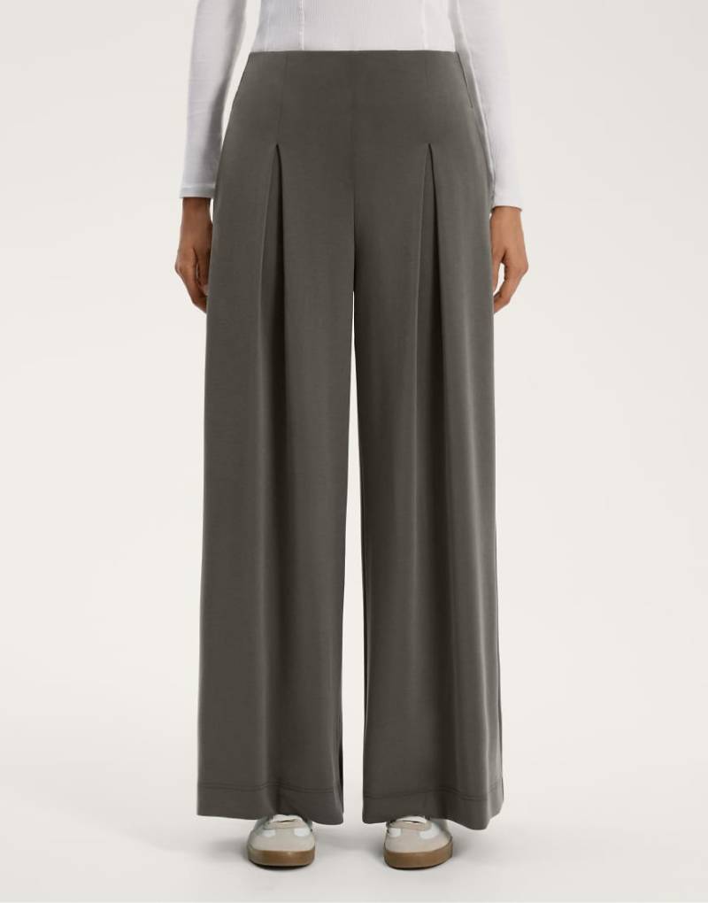 OYSHO - Plissierte Hose mit weichem Modal und weitem Bein-Schwarz von Oysho