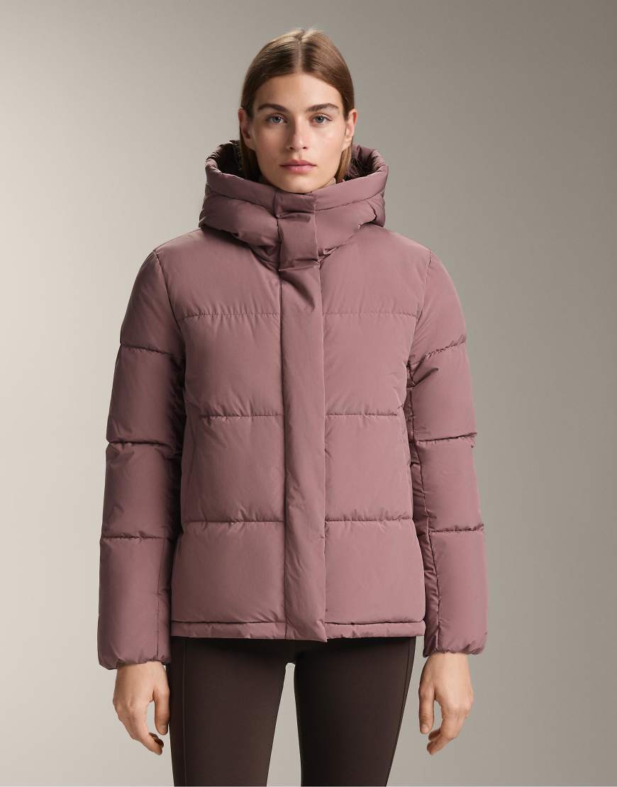 OYSHO - Primaloft - Wasserabweisende, wattierte Jacke in Rosa-Mauve-Grün von Oysho