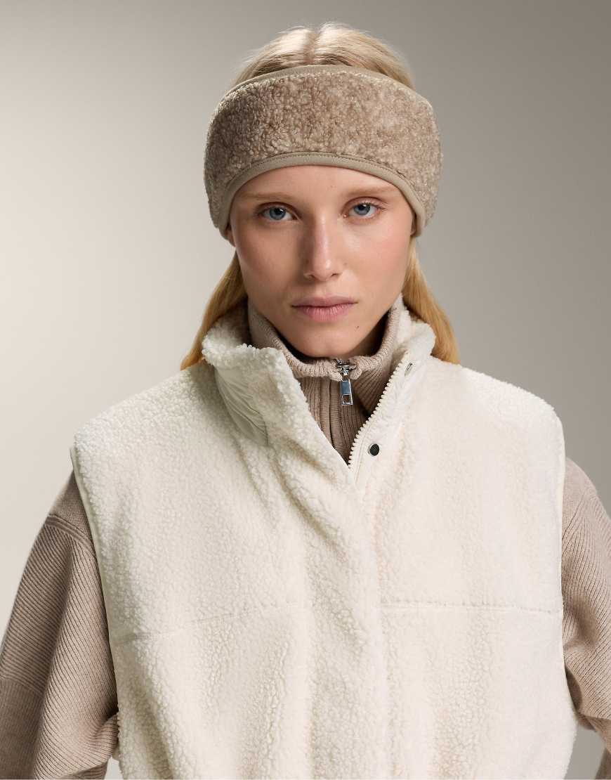 OYSHO - Stirnband aus Fleece in meliertem Nerzbraun-Brown von Oysho