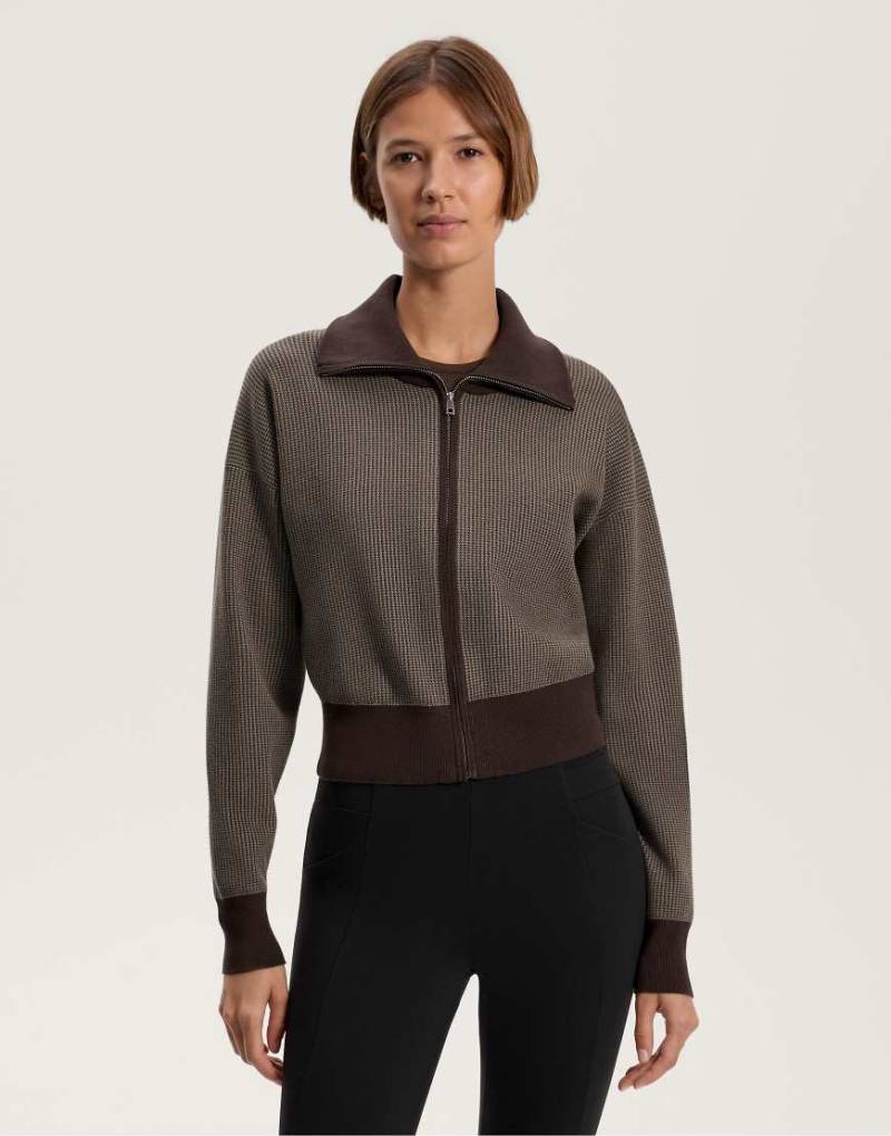 OYSHO - Strickjacke in Braun mit Hahnentrittmuster-Brown von Oysho