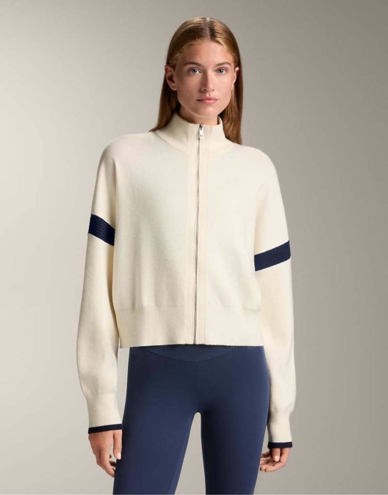 OYSHO - Strickjacke in Ecru mit kontrastierenden Ärmeln-Neutral von Oysho