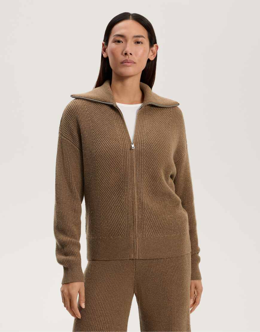 OYSHO - Strickjacke in Gelb mit Reverskragen von Oysho