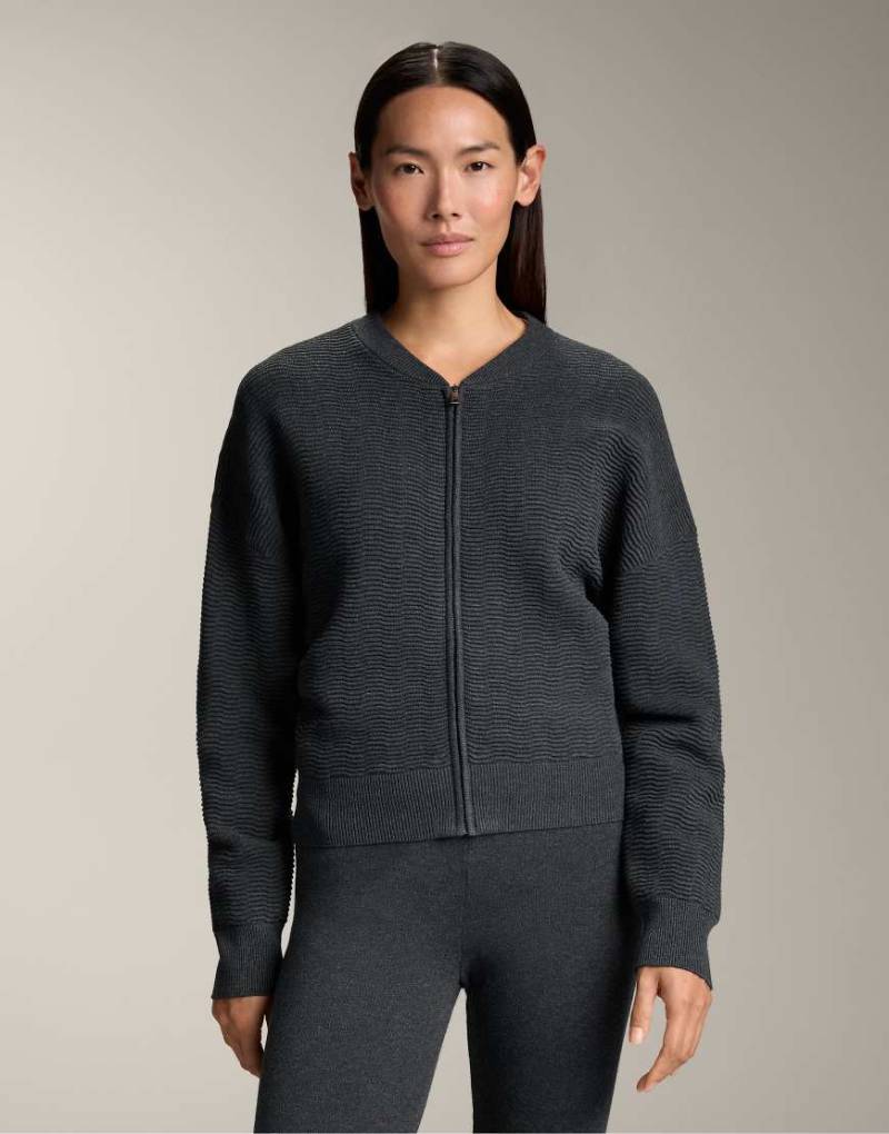 OYSHO - Strukturierte Strickjacke in Dunkelgrau mit durchgehendem Reißverschluss-Schwarz von Oysho