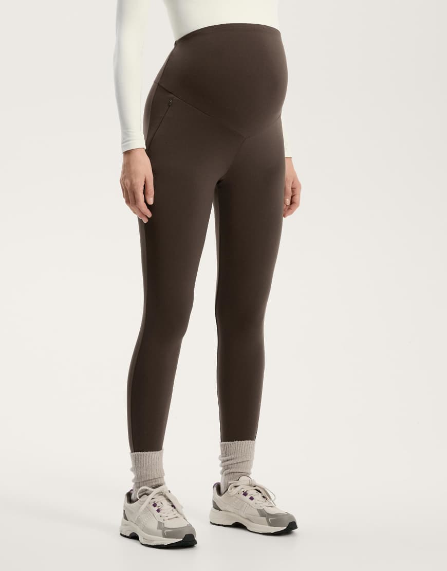 OYSHO - Warme, knöchellange Umstands-Leggings in Braun, 70 cm Schrittlänge-Brown von Oysho