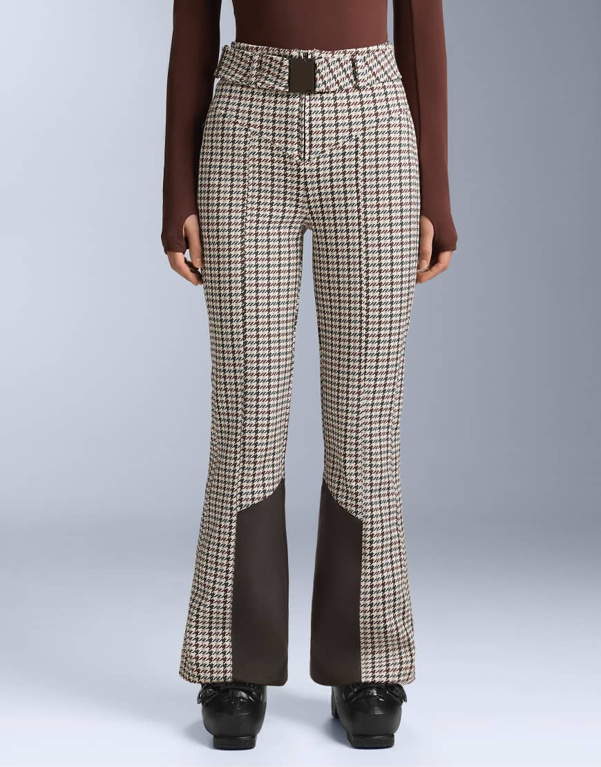 OYSHO - Wasserabweisende, ausgestellte Skihose in Hellrosa mit Muster und hohem Bund von OYSHO