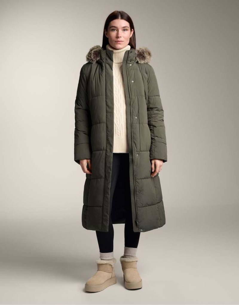 OYSHO - Wasserabweisende, wattierte Jacke aus Primaloft in Grün mit langem Schnitt von Oysho