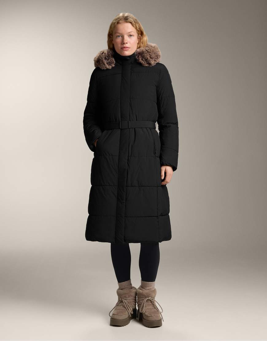 OYSHO - Wasserabweisende, wattierte Jacke aus Primaloft in Schwarz mit langem Schnitt von Oysho