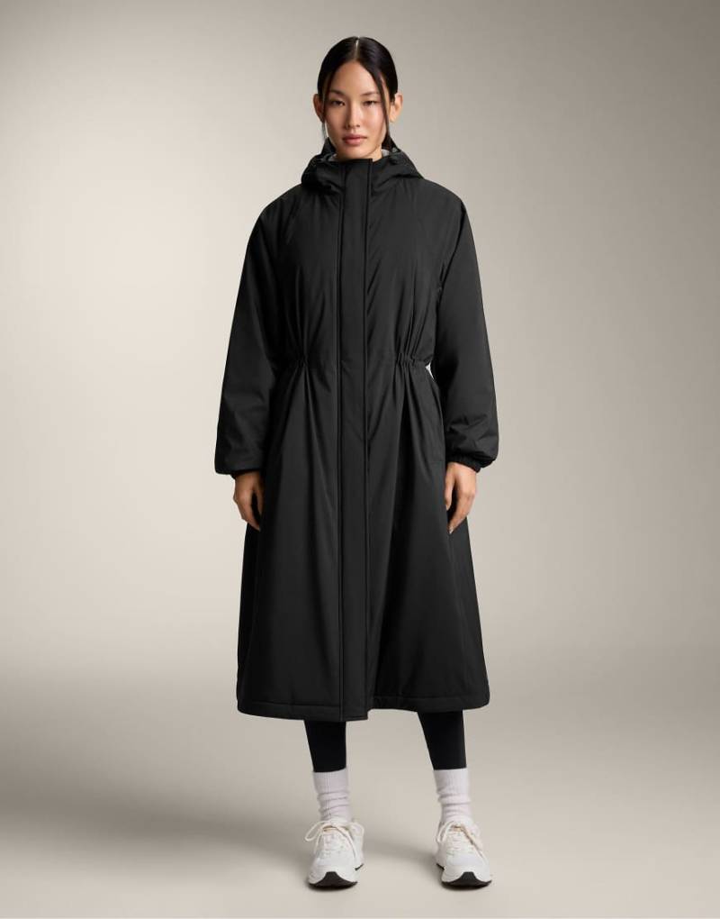 OYSHO - Wasserdichte, extraleichte, lange Jacke in Schwarz mit 10k ThinDown-Wattierung von Oysho