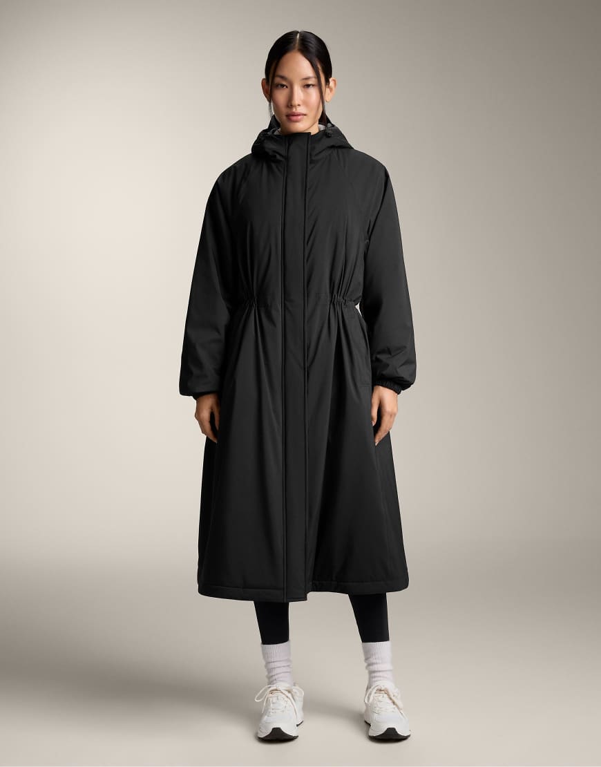 OYSHO - Wasserdichte, extraleichte, lange Jacke in Schwarz mit 10k ThinDown-Wattierung von Oysho