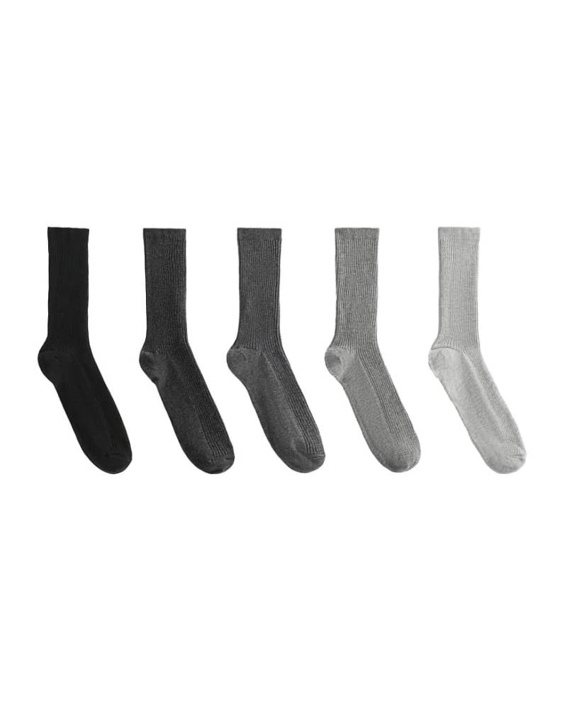 Oysho - 5 Paar klassische Baumwollmix-Socken in Dunkelgrau-Schwarz von Oysho
