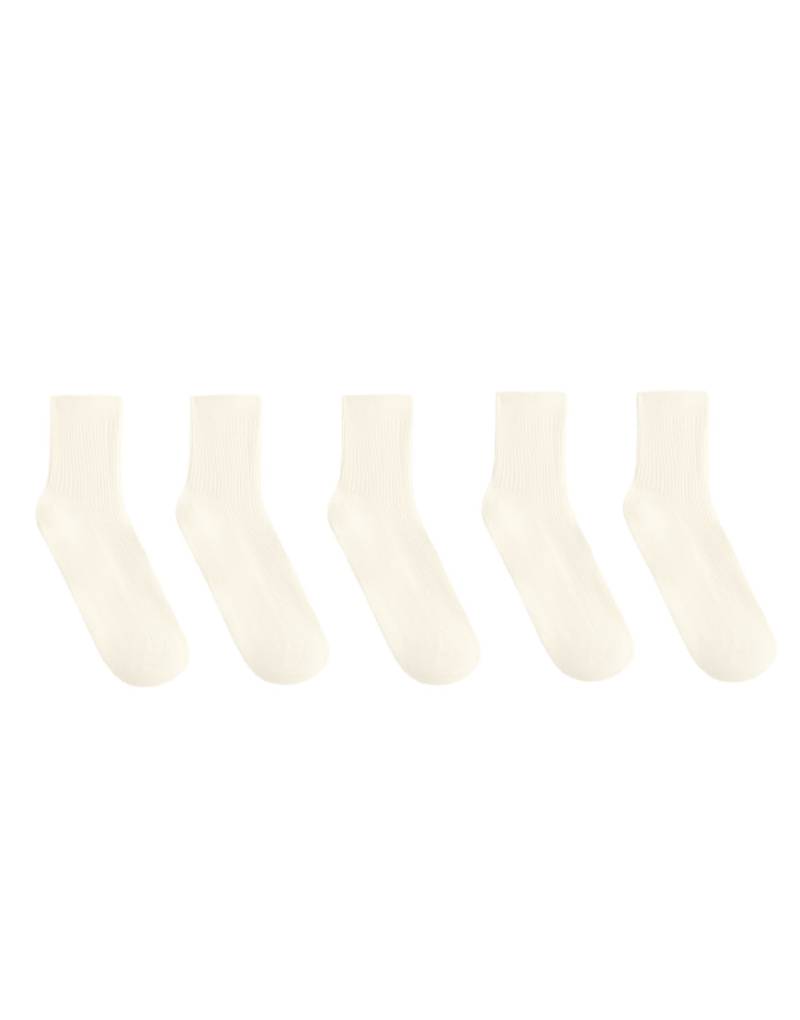 Oysho - 5 Paar kurze Socken aus Baumwollmix in zartem Ecru-Neutral von Oysho