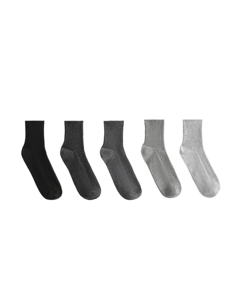 Oysho - 5 Paar kurze Socken in Dunkelgrau mit Baumwollanteil-Schwarz von Oysho
