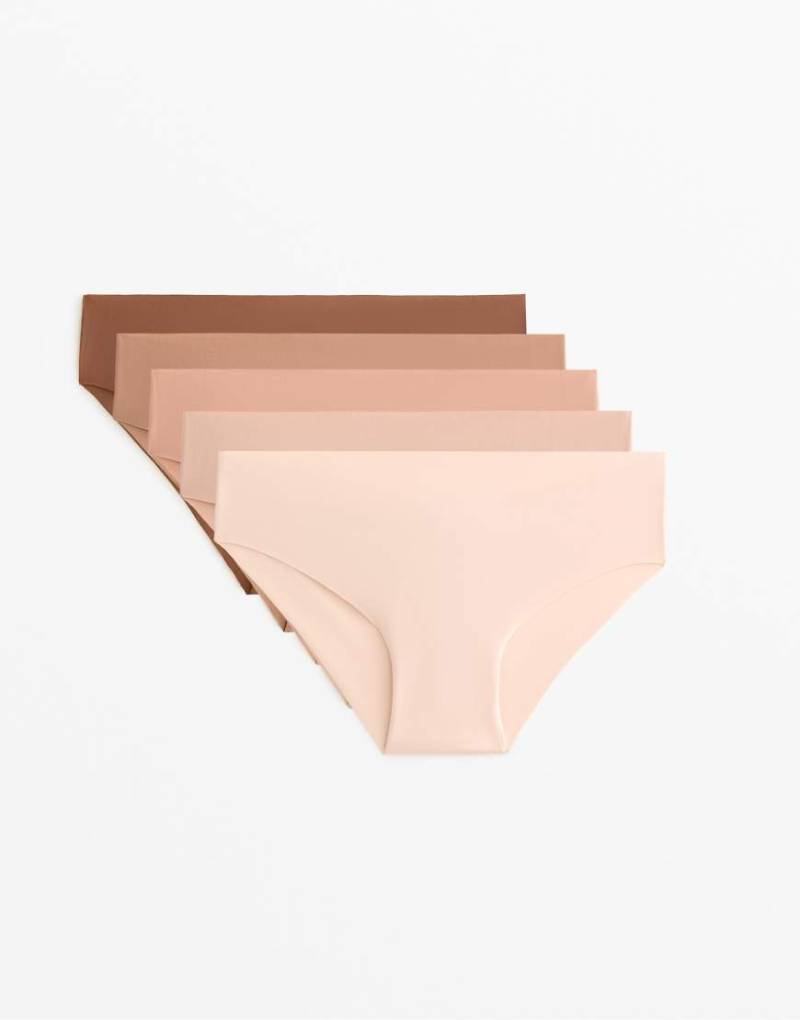 Oysho - 5er-Pack klassische Bikinislips aus Polyamid-Mix in Beige-Neutral von Oysho