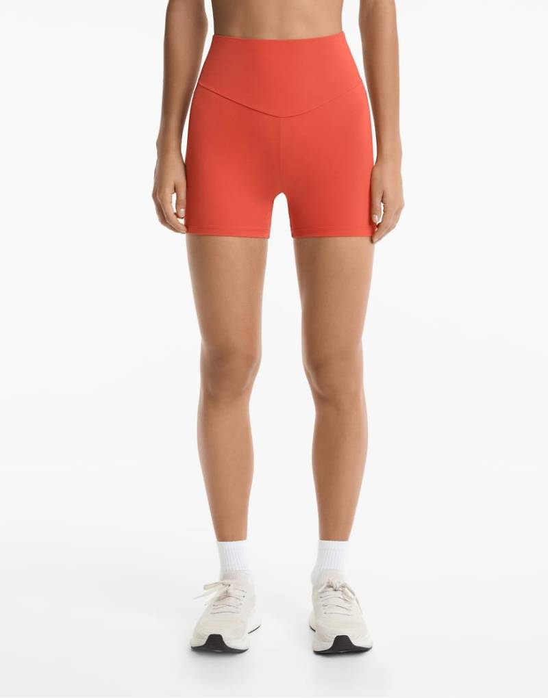 Oysho - Comfortlux - Hotpants in Pfirsich mit hohem Bund, 10 cm Schrittlänge-Orange von Oysho