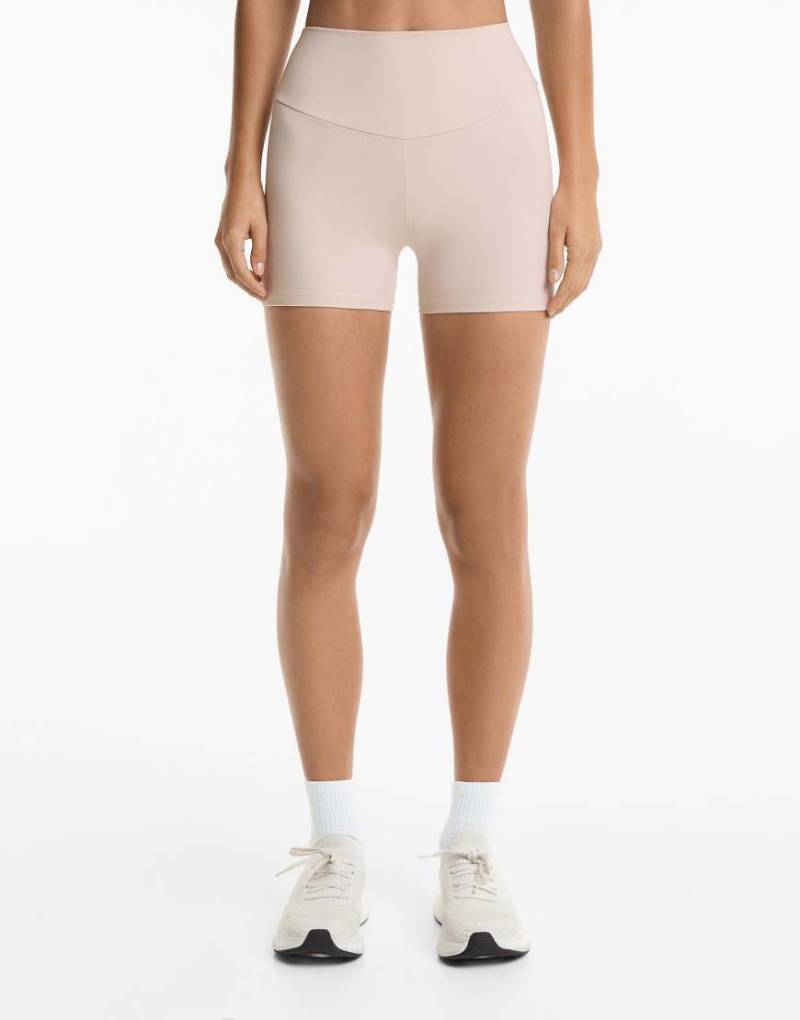 Oysho - Comfortlux - Hotpants in blassem Nerzbraun mit hohem Bund, 10 cm Schrittlänge von Oysho