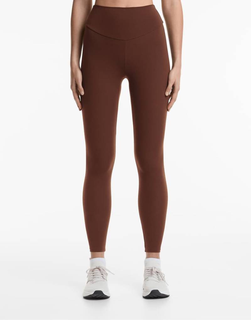 Oysho - Comfortlux - Knöchellange Leggings in Braun mit hohem Bund von Oysho
