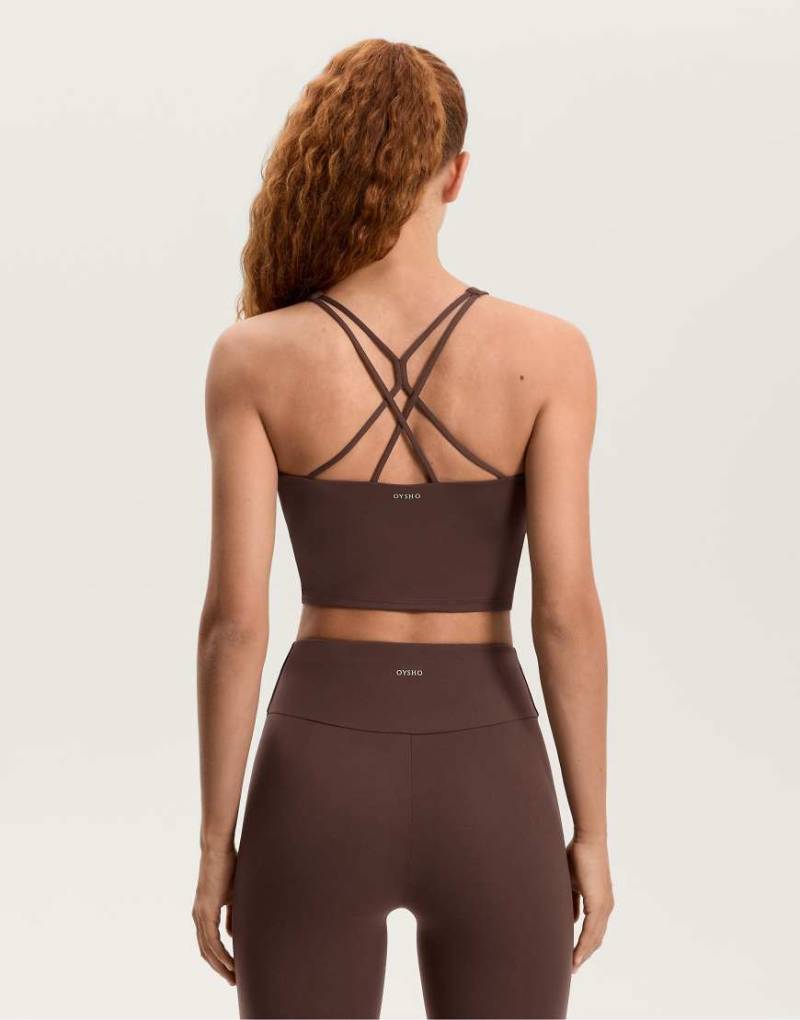 Oysho - Comfortlux - Tanktop in Dunkelbraun mit Körbchen und Riemchendesign-Brown von OYSHO