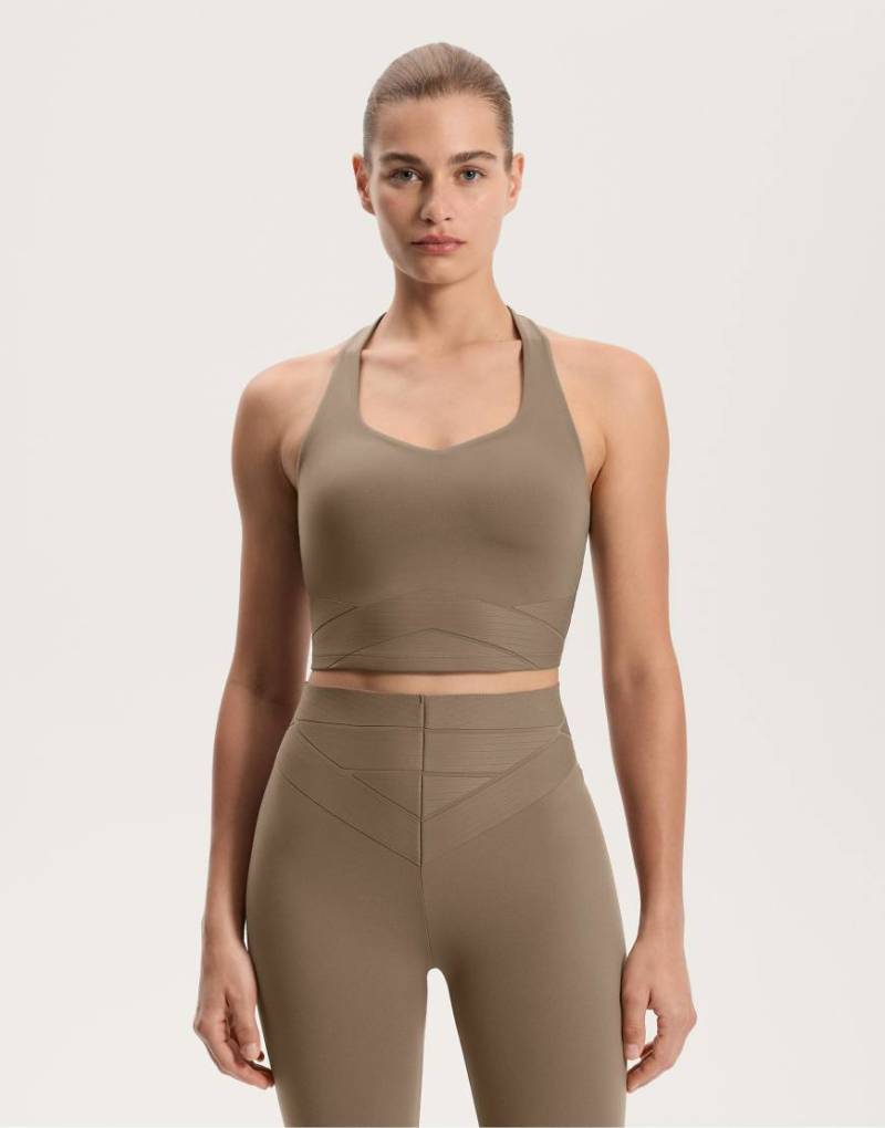 Oysho - Compressive Bloxk - Tanktop in Mokka-Brown von Oysho
