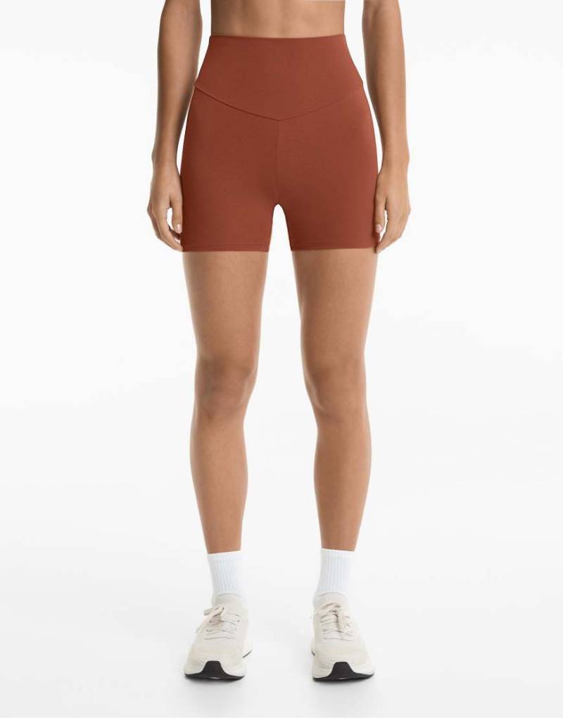 Oysho - Hotpants aus Comfortlux in Terrakotta mit hohem Bund, 10 cm-Braun von Oysho