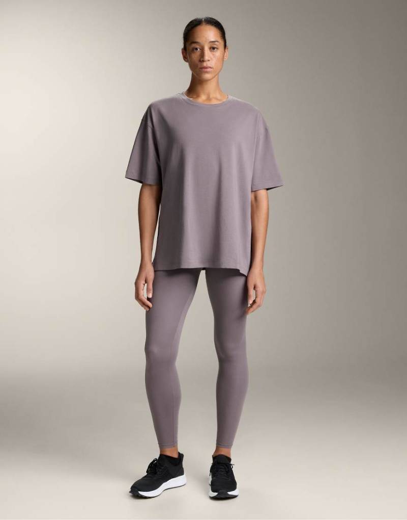 Oysho - Kurzärmliges T-Shirt aus Baumwollmix in Lila von OYSHO